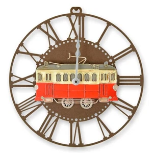 9932156-d Eisen-Blech Wand-Uhr Straßenbahn rustikal nur Deko D34cm - Picture 1 of 1