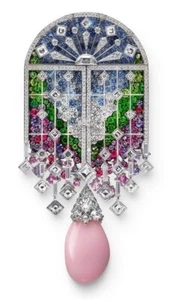 Syn Conch Perlentropfen Brosche Labor gewachsener Saphir Cocktail mehrfarbig CZ Schmuck - Bild 1 von 6