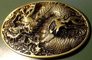 Antique Bronze color DRAGON Western style Belt Buckle Full Metal US seller - Picture 1 of 5