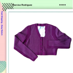 $950 NARCISO RODRIGUEZ Shrug Short Cardigan Viscose-Polyester Purple size 44 - Picture 1 of 1