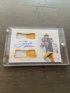 Josh Allen 2019 Panini Collegiate Flawless Football On Card Dual Patch Auto /10!