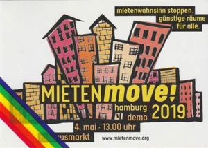 MIETENMOVE Hamburgo demo 2019 *pegatina/pegatina* política mercado ayuntamiento apartamento - Imagen 1 de 2