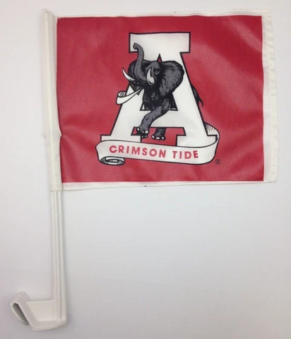 (2) Officially Licensed NCAA ALABAMA CRIMSON TIDE Team Logo Car Window Flags JD Cover