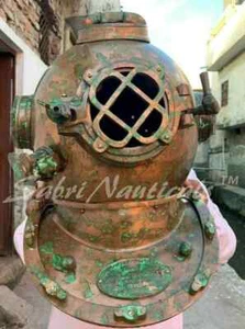 18" Diving Helmet US Navy Mark V Deep Sea Divers Antique Scuba Divers Helmet - Picture 1 of 6