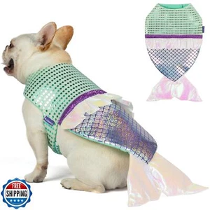 cyeollo Dog Costume Halloween Mermaid Clothes for Doggie Small Dog Sparkly Pa - Picture 1 of 5
