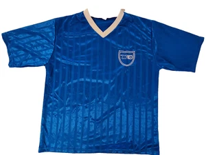 Bright Blue Men's Soccer Shirt / Jersey - Men's Large - Unique Logo - Made in UK - Picture 1 of 7