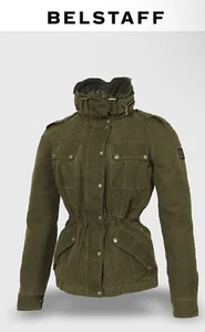 Belstaff Sandown Ladies Jacket Military Green Size 44 Italian Sz Medium NWOT - Picture 1 of 15