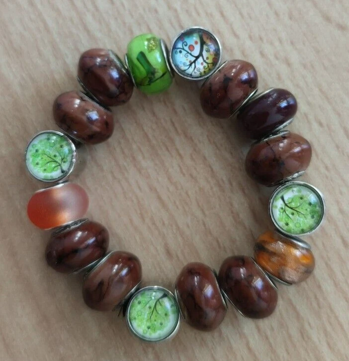 Set Kette Armband Ohrringe Neu Baum Glascabochon 925 er - Bild 1 von 4