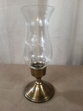 Vintage Solid Brass Brushed Bronze Finish Hurricane Candlestick Holder & Glass