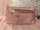 WINNIE THE POOH WASH /MAKEUP /COSMETIC BAG PRIMARK PINK STRIPED/GOLD