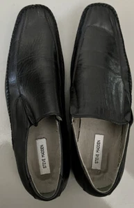 Steve Madden Mens Black Leather Dress Shoes Slip On Size 10.5M - Picture 1 of 8