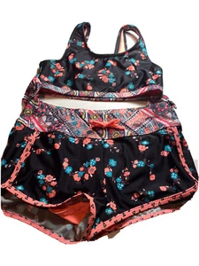 Girls Dri- Fit Outfit Size Medium Orange Floral - Picture 1 of 8