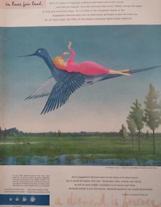 De Beers Diamonds Print Ad Original Rare Vtg 1950s Wings Love Wilde Sunbeam Mix - Picture 1 of 9