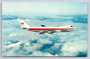 Postkarte TWA Airlines Boeing 747 Jetliner Flugzeug im Flug Trans World - Bild 1 von 2