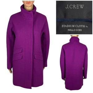 J Crew Womens 2 Coat Stadium Cloth By Nello Gori Purple Wool Blend Casual Jacket - Picture 1 of 11