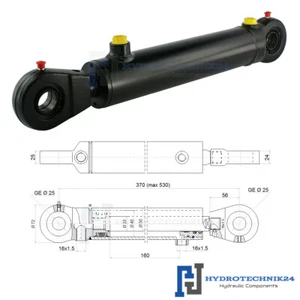 Hydraulikzylinder Doppelwirkend DW Zylinder 40/22 160 Hub mit Gelenkaugen 25mm - Bild 1 von 3