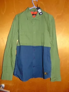 Camisa DC Shoes 100 % Color Algodón Bloque Cuello XS Ch35-36" Caqui/Marina Nueva con etiquetas - Imagen 1 de 1