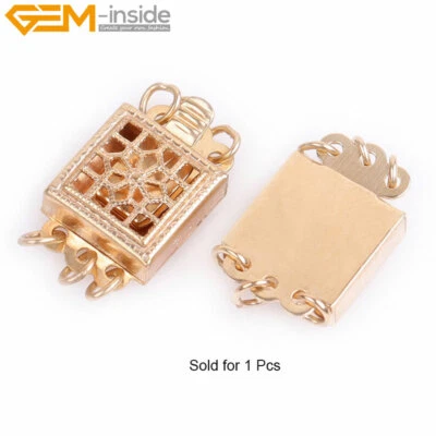 14K Gold Filled Square Filigree Box Snap Clasps Jewelry Necklace Bracelet 9X9MM - Image 1 of 4