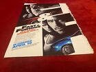 GAME1 MOVIE ADVERT 11X8 FAST & FURIOUS NEW MODEL ORIGINAL PARTS