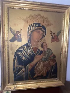 Antica Madonna del Perpetuo Soccorso Cristiana con cornice. Quadro Madonna 11,5”x15” - Foto 1 di 24