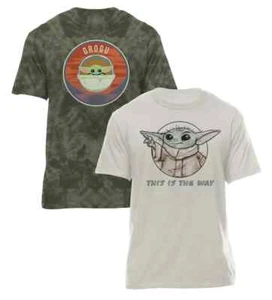 2 T-Shirts Star Wars Grogu The Mandalorian Baby Yoda TV Show This is The Way New - Picture 1 of 1