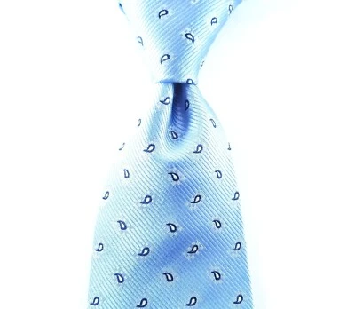 Corbata Versa azul, blanco y negro estampado de lágrima 100 % seda 3 5/8" x 58 1/2" Foto 1 de 4