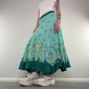 Y2K sequin floral boho pattern summer floaty maxi skirt - Picture 1 of 4