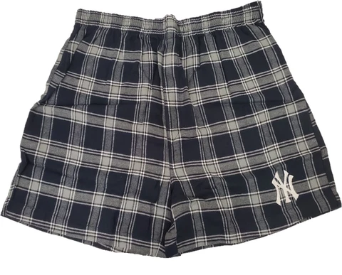 New York Yankees Mens Plaid Oversized Fly Ball Flannel Boxer Shorts Cover