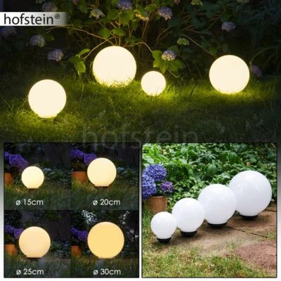 Solarpanel LED Wege Garten Außen Lampe 4-er Set Kugelleuchte weiß 15/20/25/30 cm - Bild 1 von 4