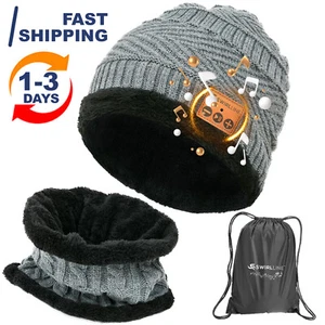 Bluetooth Upgraded Beanie Hat Winter Warm Knit Cap with Scarf Stereo Speakers - Photo 1 sur 7