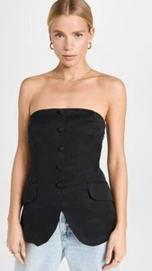 $168 Reformation Tonya Strapless Blazer Top | Black | Size 0 - Picture 1 of 24