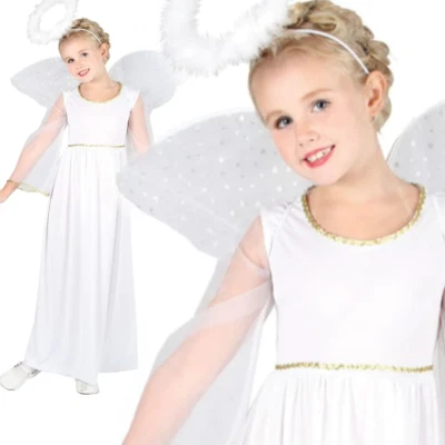 Girls Kids White Nativity Angel Xmas Christmas Fairy Fancy Dress Costume 3-13 - Image 1 of 2