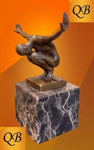 ART DECO BRONZE FIGURINE SWIMMER SCULPTURE STATUE MALE NUDE SPORTS DIVING FIGURE - Picture 1 of 7