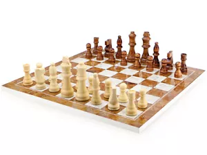 Rosewood Optics Chessboard 36.5 cm with Solid Wood Chess Pieces - Picture 1 of 5