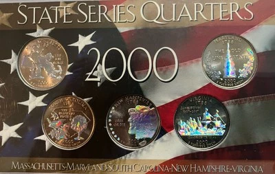 2000 State 25c Quarter Set ~Brilliant Toning, MA, MD, NH, VA, SC - Image 1 of 4