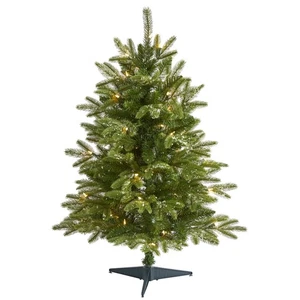 Nearly Natural 3ft. Snowed Grand Teton Fir Artificial Christmas Tree with 50 ... - Picture 1 of 7