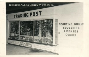 JOHNSON'S TACKLE TRADING POST ORR MN VINTAGE REAL PHOTO POSTCARD RPPC fishing - Picture 1 of 2