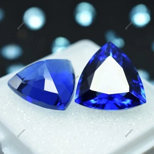 20 Ct Natural Flawless Ceylon Blue Sapphire Trillion Shape Certified Gemstones - Picture 1 of 11
