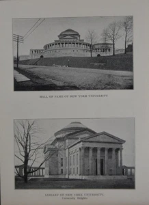 Antigua impresión artística de la ciudad de Nueva York 1904 Universidad de Nueva York en blanco y negro - Imagen 1 de 7