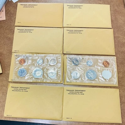 1964 Proof Set Original Envelopes  Silver coins  , wholesale lot of 10. - Image 1 of 2