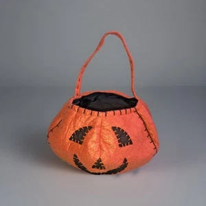 Pottery Barn Niños Calabaza Halloween Truco o Trato Tela Cubo Jack O Linterna - Imagen 1 de 13