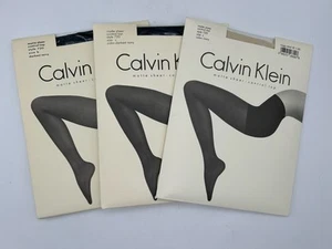 Calvin Klein LOT 3 Control Top Pantyhose Matte Sheer Sz C Navy & Ivory Style 720 - Picture 1 of 10