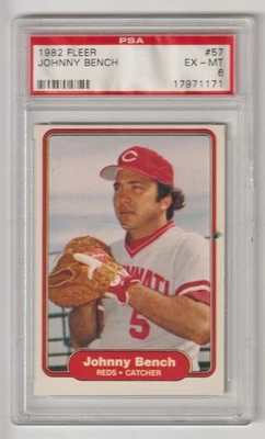 1982 Fleer #57 Johnny Bench PSA 6 - Image 1 of 2