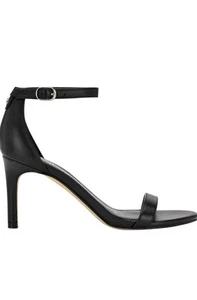 Calvin Klein Fairy Leather Ankle Strap Heeled Sandals Black Size 8M New $109 - Picture 1 of 16