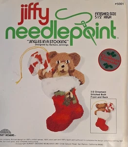 Sunset Designs Jiffy Needlepoint Jingles In A Stocking Bear Xmas Ornament - Picture 1 of 6