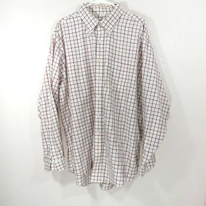 Brooks Brothers Brown Red Plaid Button Up Dress Shirt XL Non-Iron - Picture 1 of 4