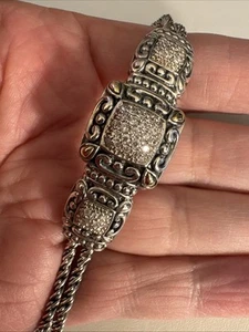 JAi by John Hardy 925 Silver 14K Gold Accents CZ Toggle Bracelet, 8”, Wt 28.9g - Picture 1 of 9