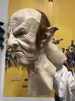 Máscara realista de anciano con pelo oreja puntiaguda tocado de elfo látex adulto Halloween Cos Foto 1 de 2