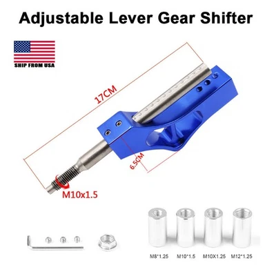 Perilla de palanca de cambios corta ajustable azul + adaptadores Foto 1 de 4