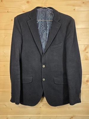 Blazer Etro New Jersey Reino Unido 38 UE 48 regular azul marinho paisley forro de seda feito na Itália - Imagem 1 de 4